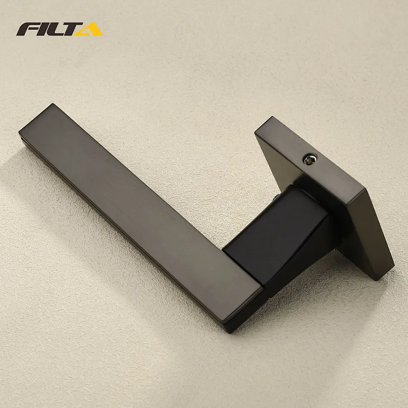 Filta Filta Contemporary Matte Black Door Handle Lock Set Black